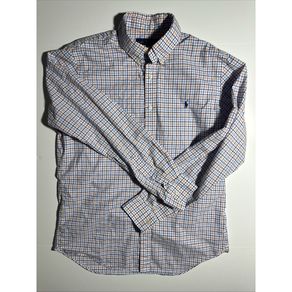 Ralph Lauren Mens Slim Fit Cotton Stretch Check Button Down Shirt Large
